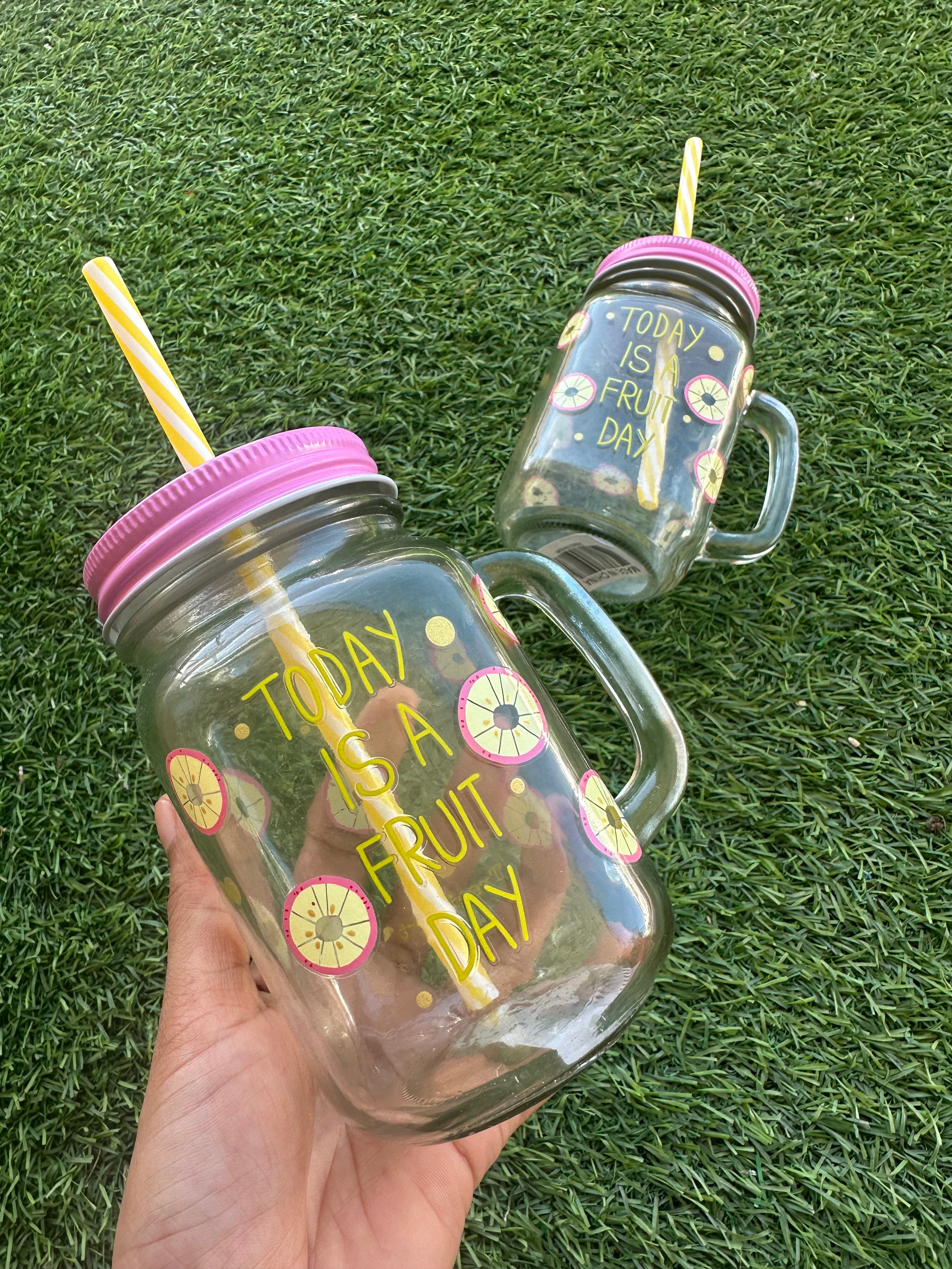 Cute Mason Glass Jar Smoothie cup