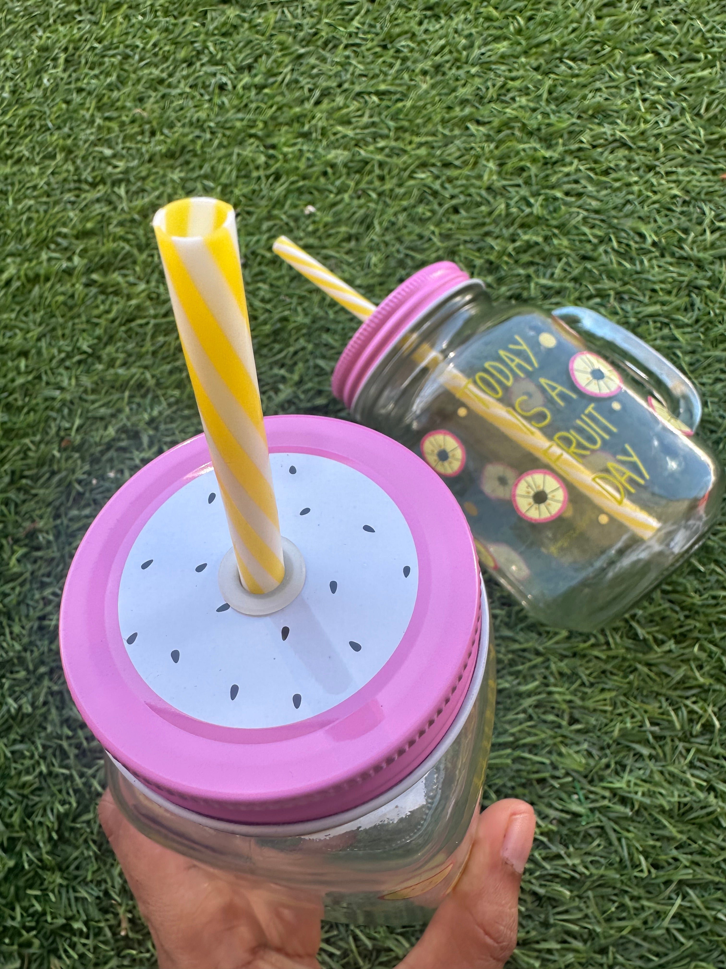 Cute Mason Glass Jar Smoothie cup