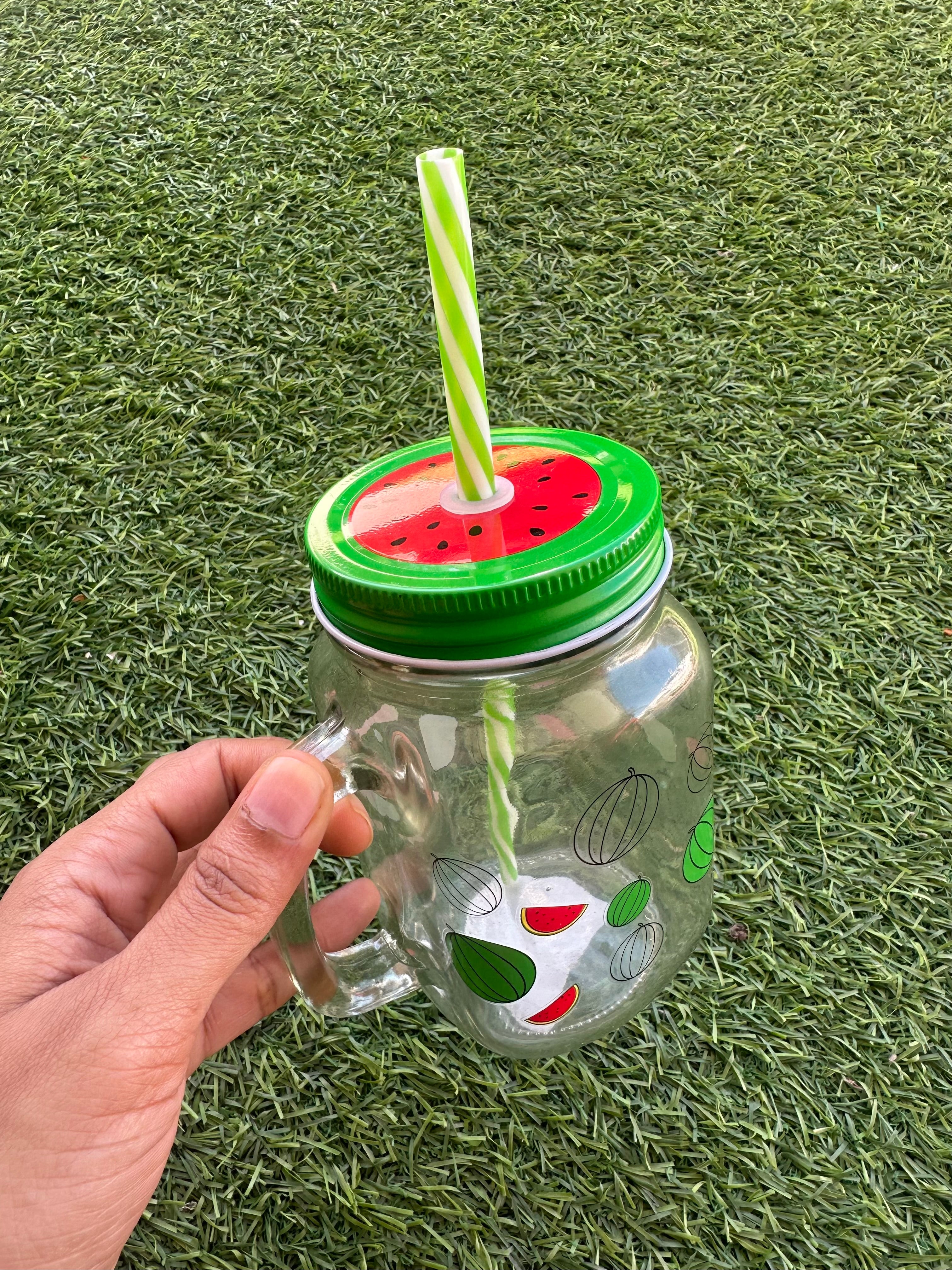 Cute Melon Glass Mason Cup