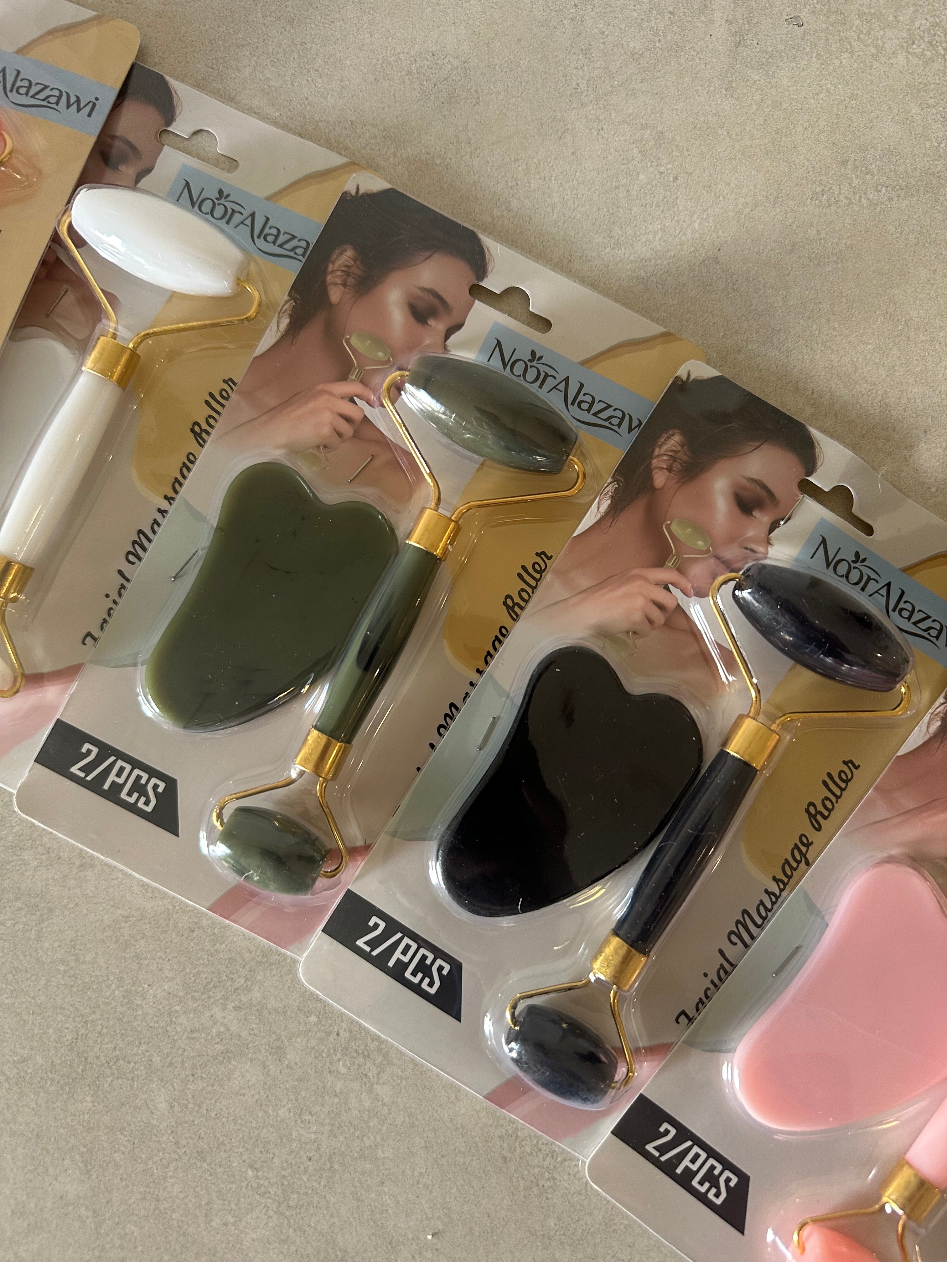 Facial Roller & Massager Set Natural Jade