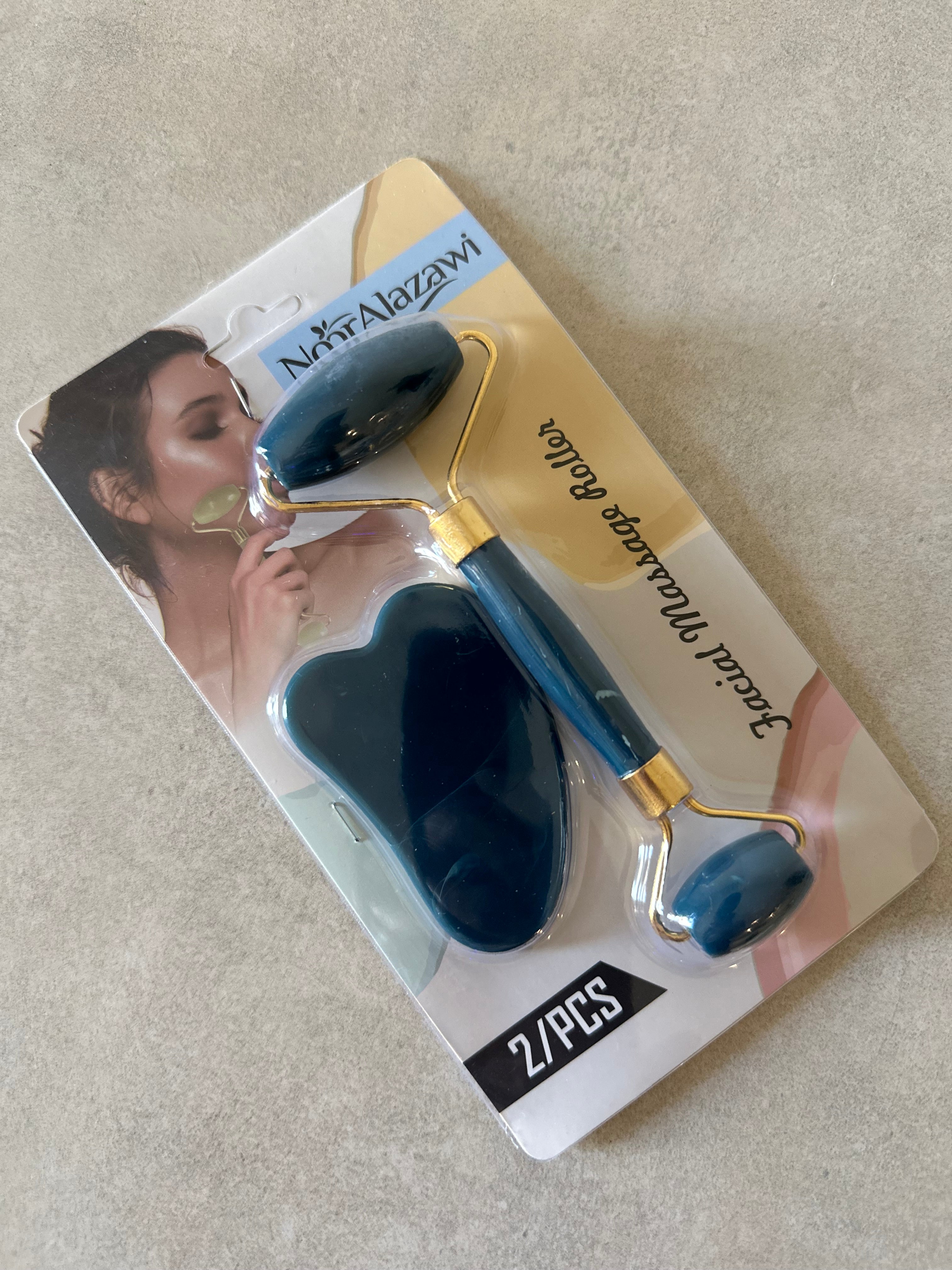 Facial Roller & Massager Set Natural Jade