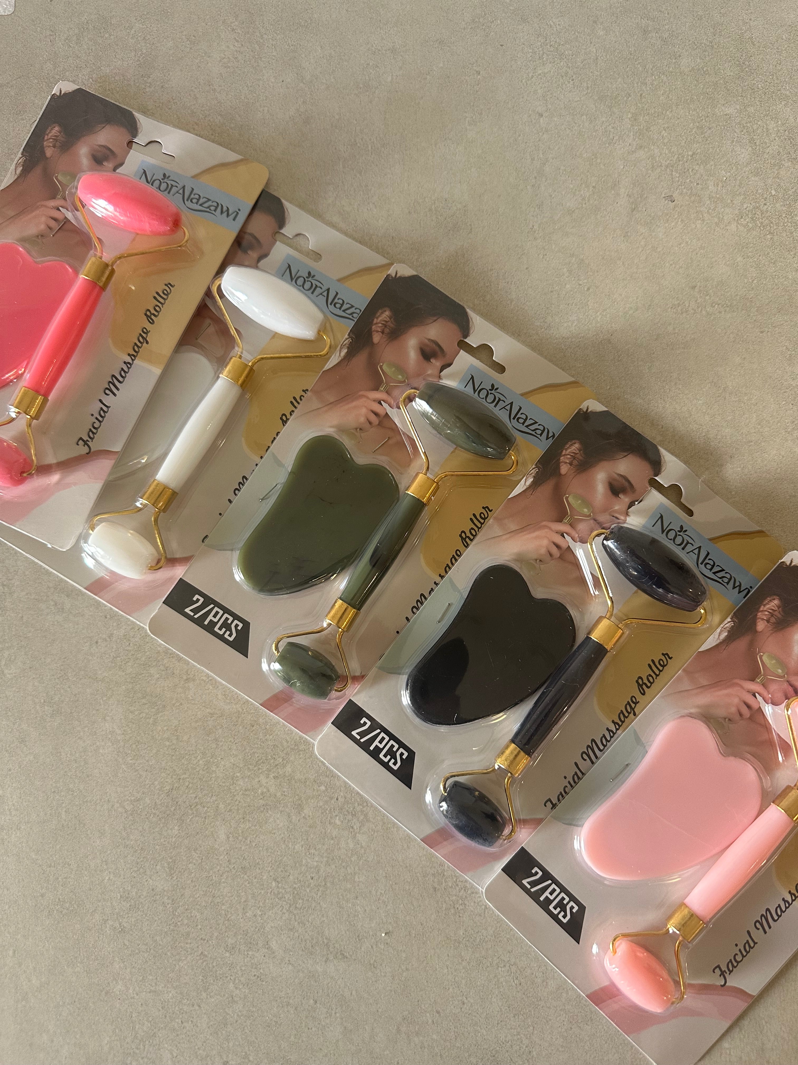Facial Roller & Massager Set Natural Jade