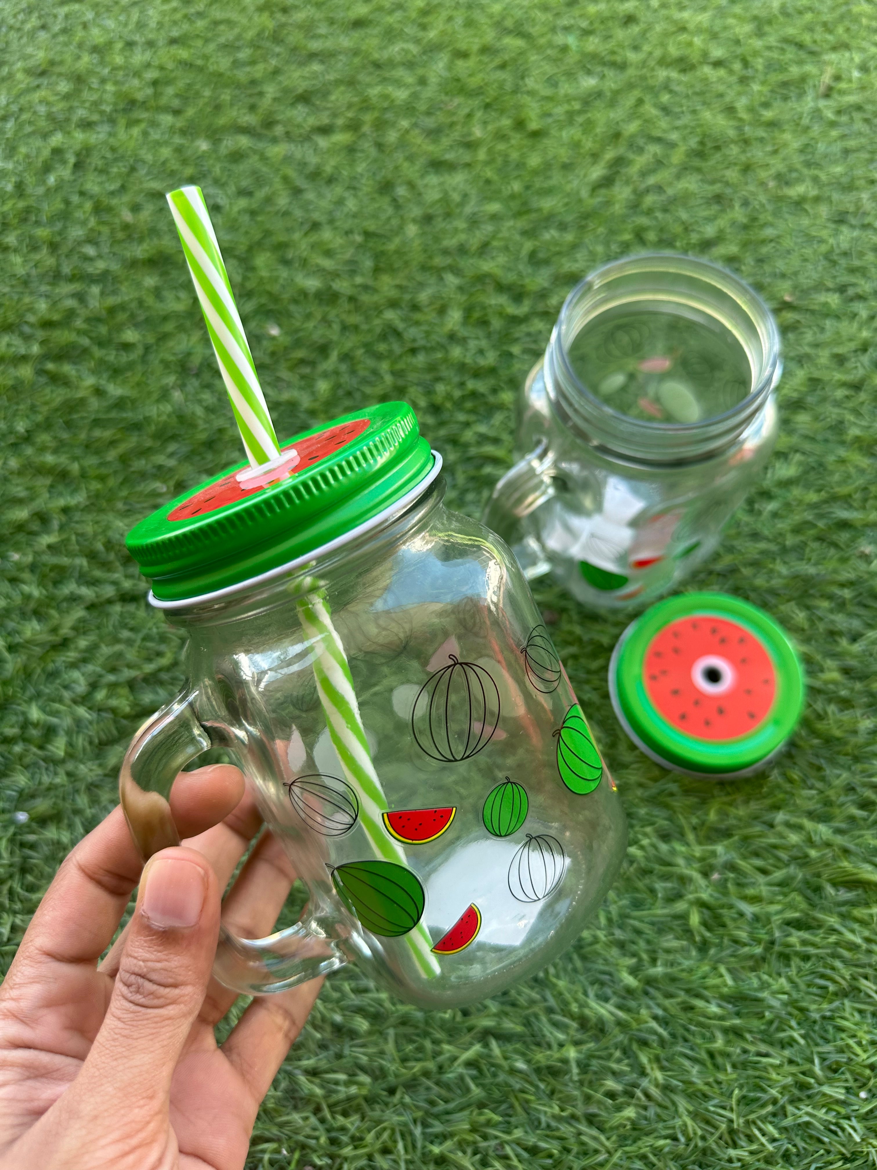 Cute Melon Glass Mason Cup