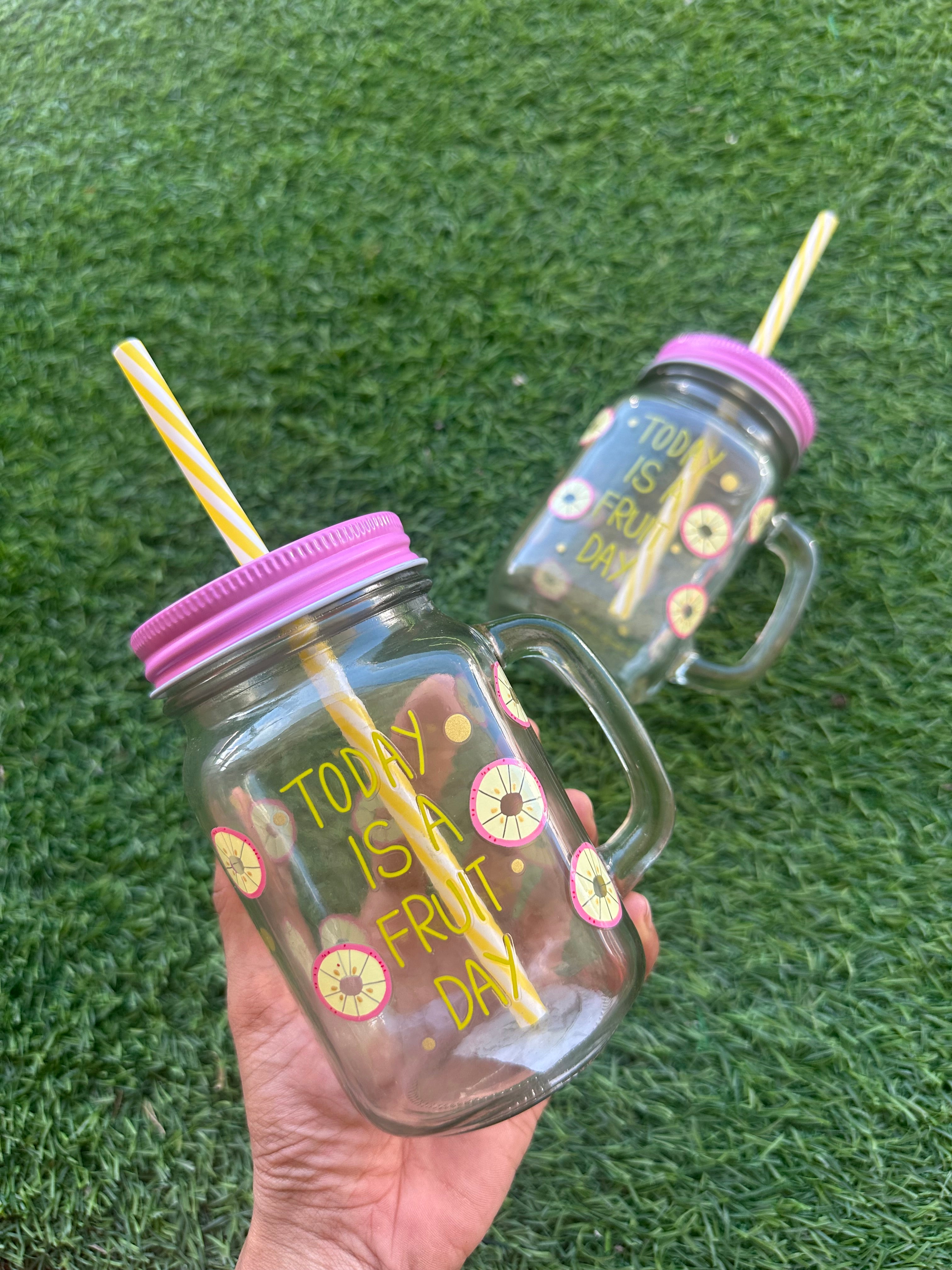 Cute Mason Glass Jar Smoothie cup